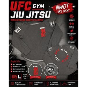 UFC Gym Jiu Jitsu Long Sleeve Pullover Gray Graphic Tee Large NWOT